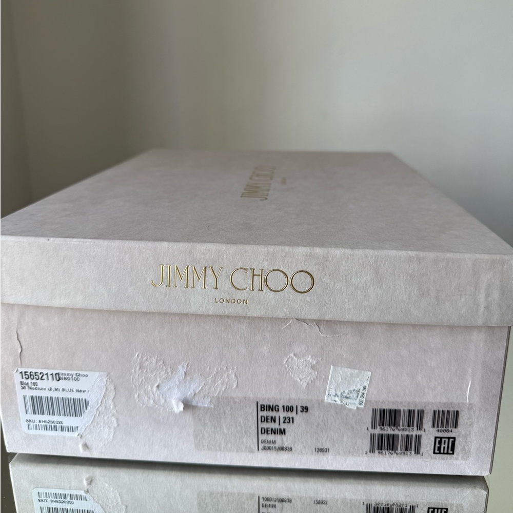 New Jimmy Choo Bing 100 embellished denim mules 39 $1,095 - Picture 7 of 15